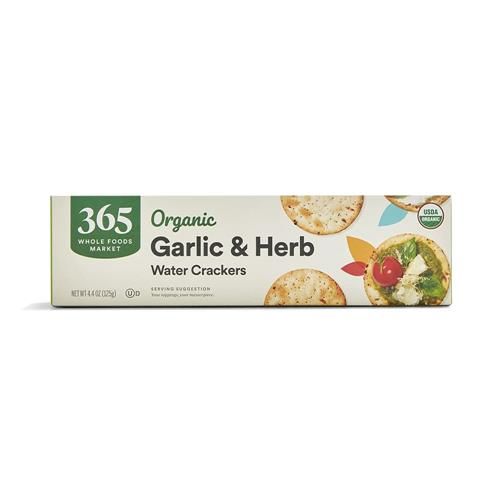 Whole Foods Market Organic Garlic And Herb Water Crackers, 4.4 Ounce
