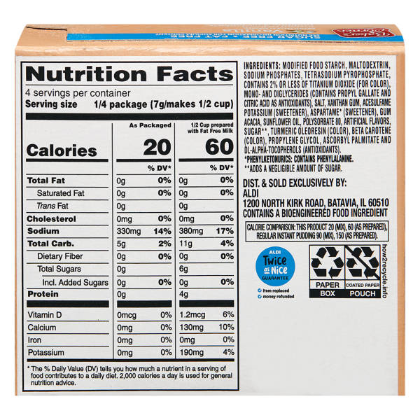 Baker's Corner Instant Sugar Free Vanilla Pudding Mix, 1 oz