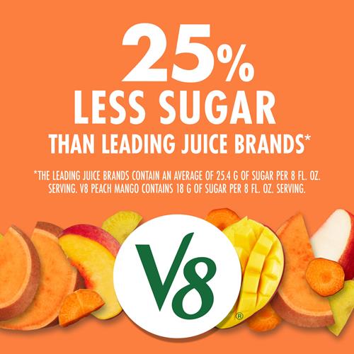 V8 Peach Mango 100% Fruit And Vegetable Juice, 46 Fl Oz Bottle