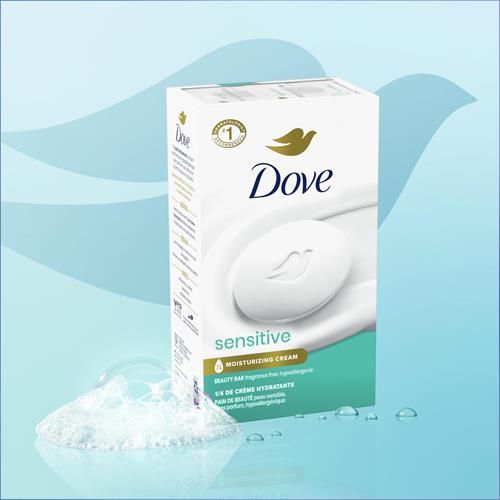 Dove Beauty Bar Soap Sensitive, 6 Bars For Sensitive Skin, Fragrance Free And Hypoallergenic 3.75 Oz