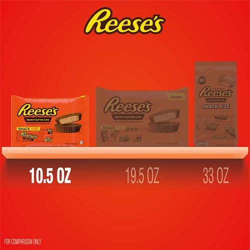 Reeses Milk Chocolate Snack Size Peanut Butter Cups, Candy Bag, 10.5 Oz