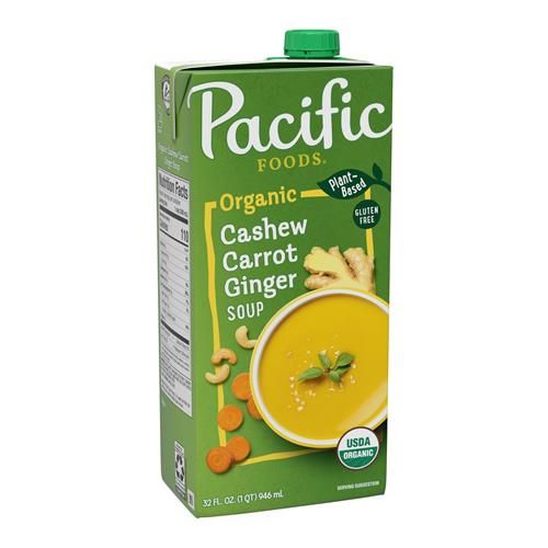 Pacific Foods Organic Cashew Carrot Ginger Soup, 32 Oz Carton