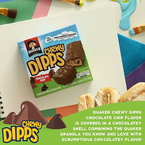 Quaker Chewy Dipps Granola Bars Chocolate Chip, 1.09 Oz, 14 Ct