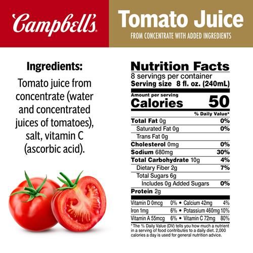 Campbell’S 100% Tomato Juice, 64 Fl Oz Bottle