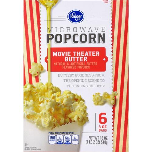 Kroger Movie Theater Butter Microwave Popcorn 6 ct / 3 oz