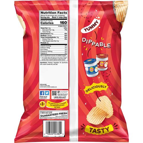 Lays Wavy Potato Chips Original Flavor, 7.75 Oz