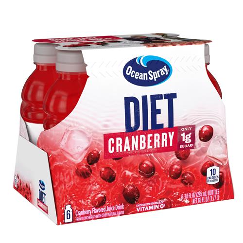 Ocean Spray Diet Cranberry Juice Drinks, 10 Fl Oz Bottles, 6 Count (Pack Of 1)