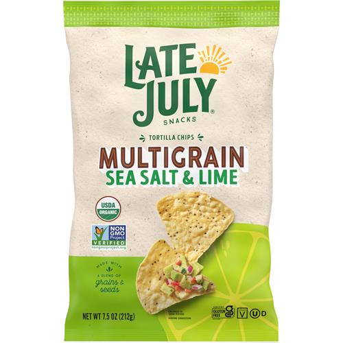 Late July Snacks, Organic Multigrain Tortilla Chips, Sea Salt And Lime, 7.5-Oz. Bag