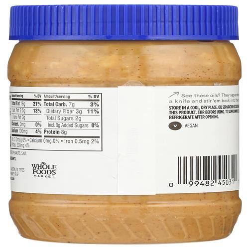 Whole Foods Market, Peanut Butter Crunchy, 16 Oz