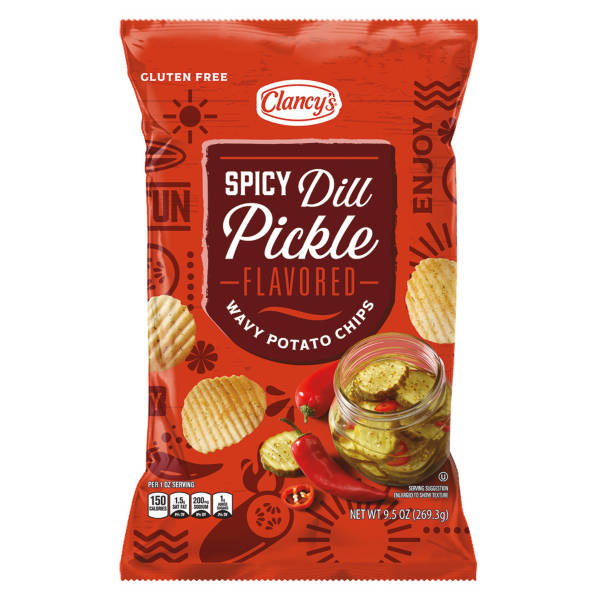 Clancy's Spicy  Dill Pickle Wavy Potato Chips, 9.5 oz