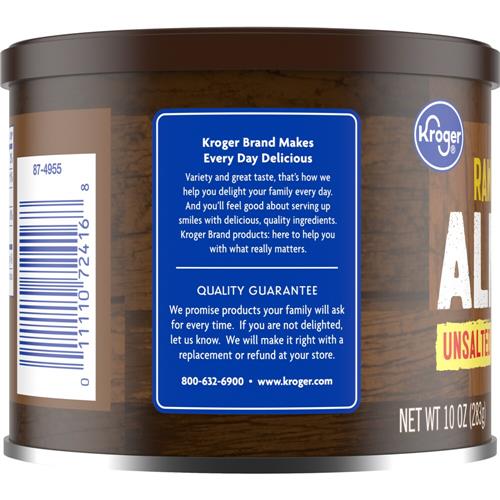 Kroger Unsalted Raw Almonds 10 oz