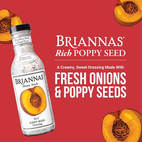 Briannas - Home Style Rich Poppy Seed Dressing – Fine Salad Dressing Made With Premium Ingredients - Gluten Free, Kosher, & Vegan Dressing - 12 Oz. Bottle