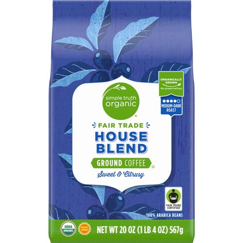 Simple Truth Organic House Blend Medium Dark Roast Ground Coffee 20 oz