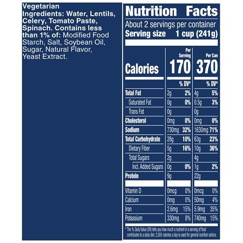 Progresso Lentil Soup, Vegetable Classics Canned Soup, Gluten Free, 19 Oz