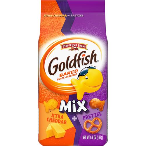 Goldfish Crackers Mix With Xtra Cheddar And Pretzel, Snack Crackers, 6.6 Oz Bag