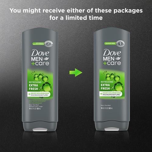 Dove Men+Care Body And Face Wash Refreshing Extra Fresh Body Wash For Men With 24-Hour Nourishing Micromoisture Technology 18 Oz