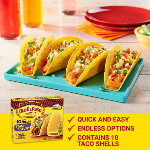 Old El Paso Stand N Stuff Taco Shells, Gluten Free, Meal Prep, 10 Ct, 4.7 Oz