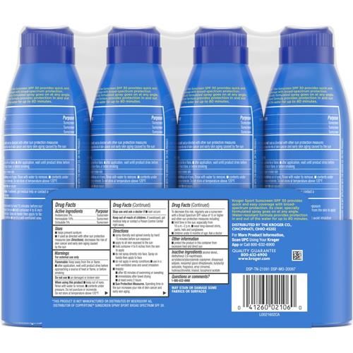 Kroger SPF 30 Sport Sunscreen 4 pk