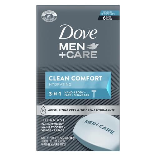 Dove Men + Care Body Soap And Face Bar To Hydrate Skin Clean Comfort More Moisturizing Than Bar Soap 3.75 Oz 6 Bars