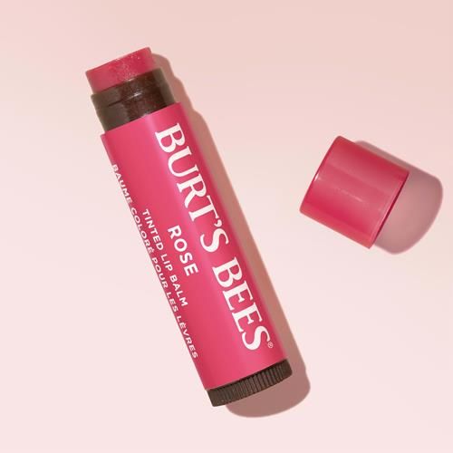 Burts Bees Lip Tint Balm, Long Lasting 2 In 1 Duo Tinted Balm Formula, Color Infused With Hydrating Shea Butter For A Natural Looking Buildable Finish, Rose, 1 Tube