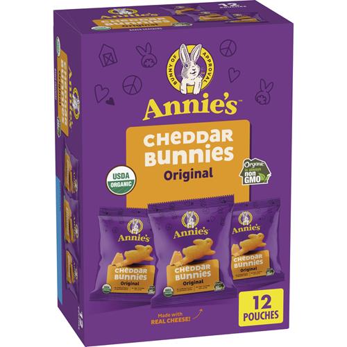 Annies Organic Cheddar Bunnies Baked Snack Crackers, 12 Oz., 12 Pouches