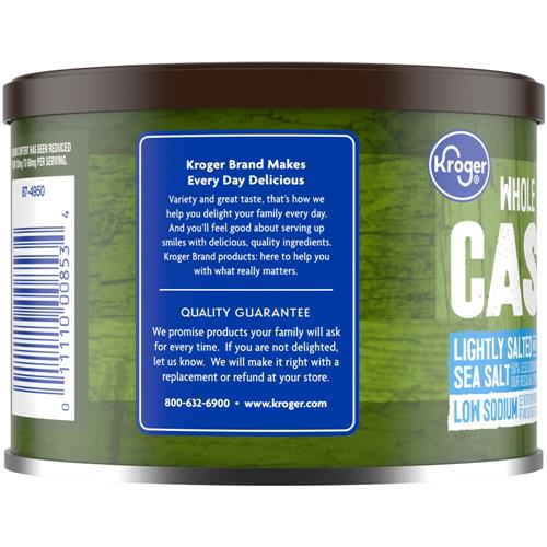 Kroger Whole Lightly Sea Salted Cashews 8.5 oz