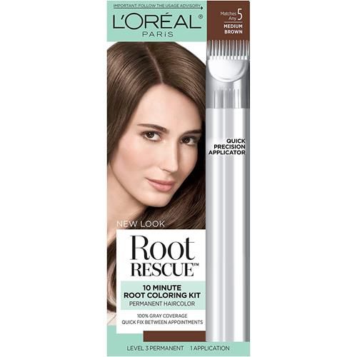 Loreal Paris Magic Root Rescue 10 Minute Root Hair Coloring Kit, Permanent Hair Color With Quick Precision Applicator, 100 Percent Gray Coverage, 5 Medium Brown, 1 Kit