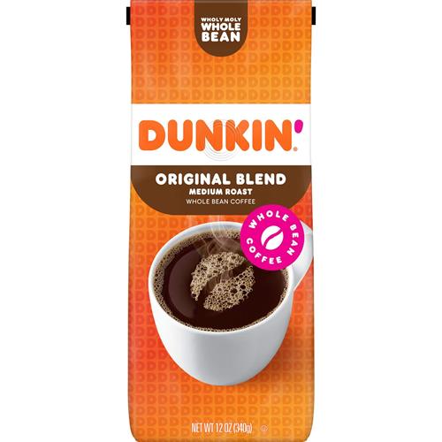 Dunkin Original Blend Medium Roast Whole Bean Coffee, 12 Ounce