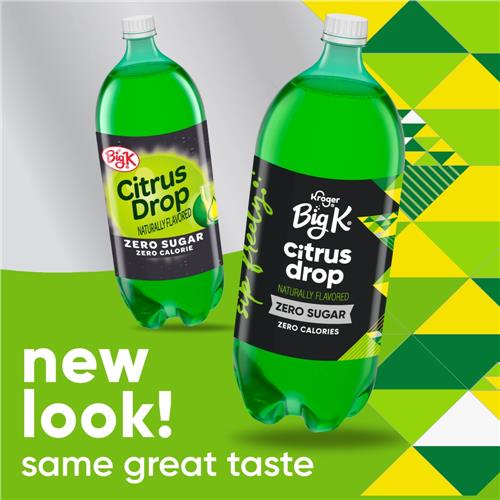 Big K Citrus Drop Zero Sugar Zero Calorie Soda Bottle 2 liter
