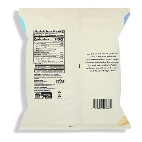 Whole Foods Market, Chip Potato Classic Sea Salt Organic, 5 Ounce