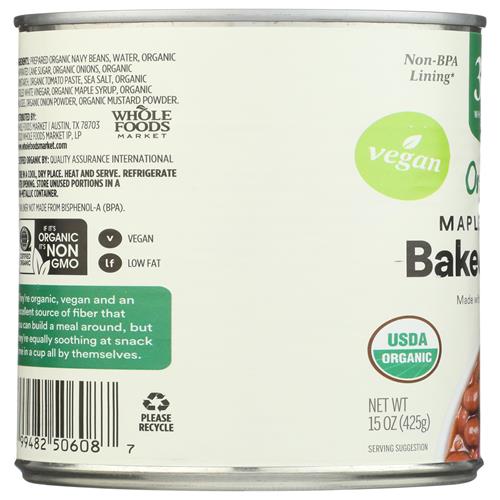 Whole Foods Market, Organic Baked Beans, Maple With Onion, 15 Ounce