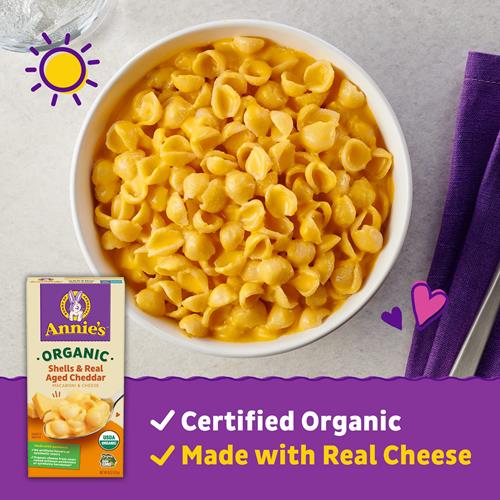 Annie’S Shells Real Aged Cheddar Organic Mac And Cheese Dinner With Organic Pasta, 6 Oz