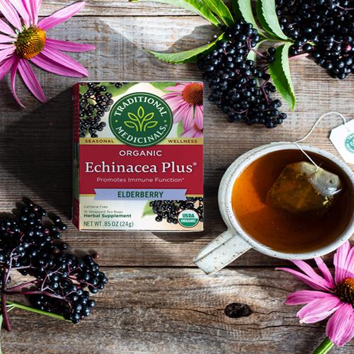 Traditional Medicinals, Seasonal Wellness, Organic, Echinacea Plus, Elderberry, 16 Tea Bags, Net Wt. 0.85 Oz