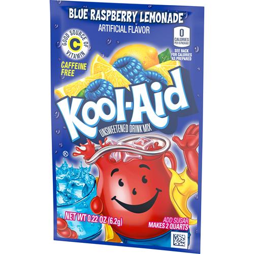 Kool-Aid Unsweetened Blue Raspberry Lemonade Powdered Drink Mix, 0.22 Oz. Packet
