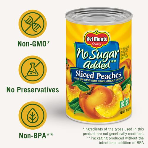 Del Monte Canned Sliced Peaches In Sweet Water, No Sugar Added, 14.5 Ounce