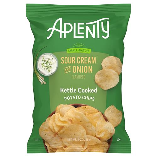 Aplenty Sour Cream And Onion Kettle Cooked Potato Chips, 8 Oz