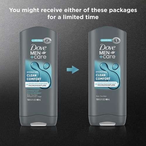 Dove Men+Care Body And Face Wash Hydrating Clean Comfort Body Wash For Men With 24-Hour Nourishing Micromoisture Technology 13.5 Oz