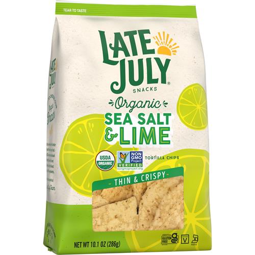 Late July Snacks Thin And Crispy Organic Tortilla Chips With Sea Salt And Lime, 10.1 Oz Bag