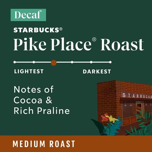 Starbucks Ground Coffee, Medium Roast Coffee, Decaf Pike Place Roast, 100% Arabica, 1 Bag (12 Oz)
