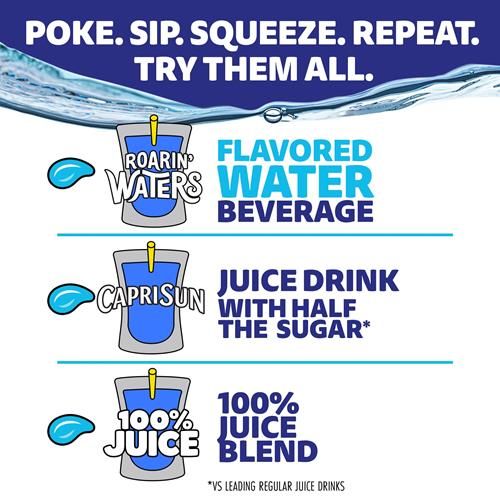 Capri Sun Roarin Waters Strawberry Kiwi Flavored With Other Natural Flavor Water Beverage, 10 Ct Box, 6 Fl Oz Drink Pouches