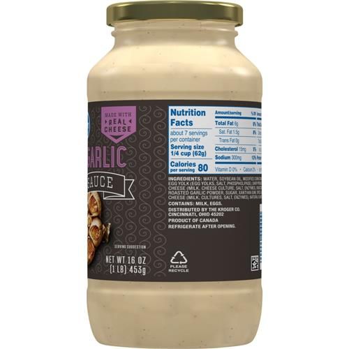 Kroger Roasted Garlic Alfredo Sauce 16 oz