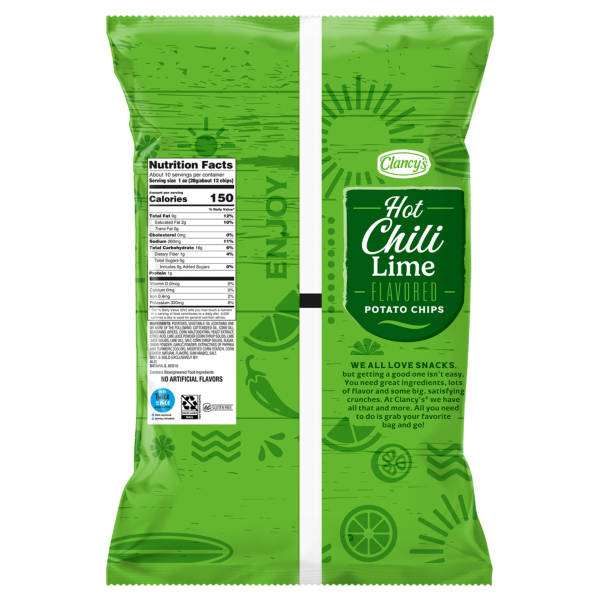 Clancy's Hot Chili Lime Ridged Potato Chips, 9.5 oz