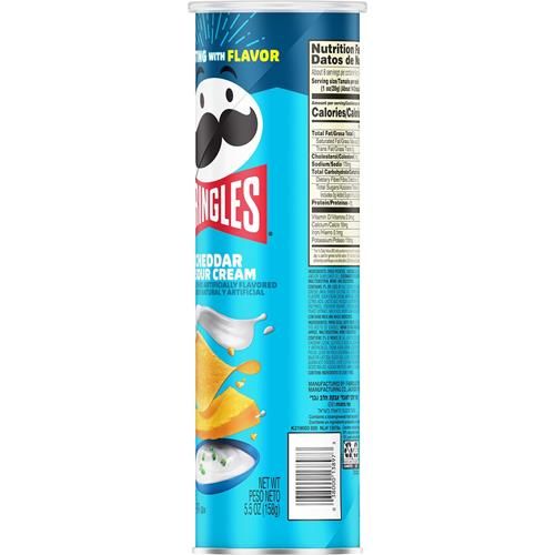 Pringles Potato Crisps Chips, Lunch Snacks, On-The-Go Snacks, Cheddar And Sour Cream, 5.5Oz Can (One Can)