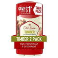 Old Spice Antiperspirant And Deodorant For Men, 24/7 Sweat And Odor Protection, Timber With Sandalwood Scent, Invisible Solid Stick, Twin Pack, 2 X 2.6Oz