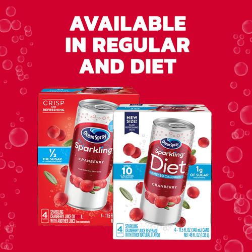 Ocean Spray Sparkling Cranberry Juice Drink, 11.5 Fl Oz Cans, 4 Count