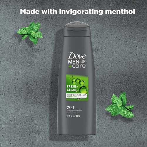 Dove Men+Care Fortifying 2 In 1 Shampoo And Conditioner For Normal To Oily Hair Fresh And Clean With Caffeine Helps Strengthen And Nourish Hair 12 Oz