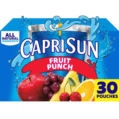 Capri Sun Fruit Punch Flavored Juice Drink Blend, 30 Ct Box, 6 Fl Oz Pouches