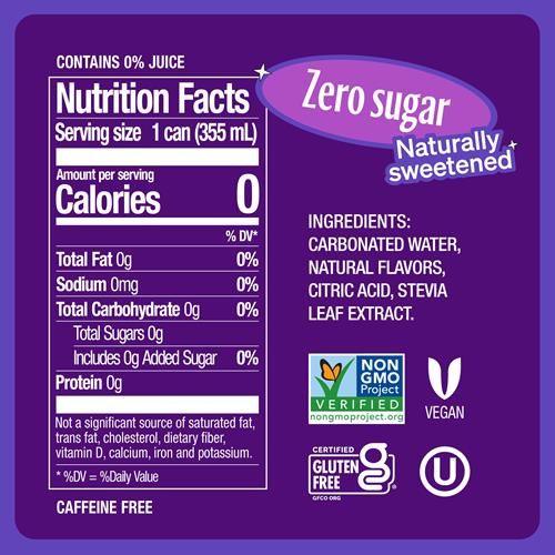 Zevia Zero Sugar Soda, Grape, 12 Ounce Cans (Pack Of 12)