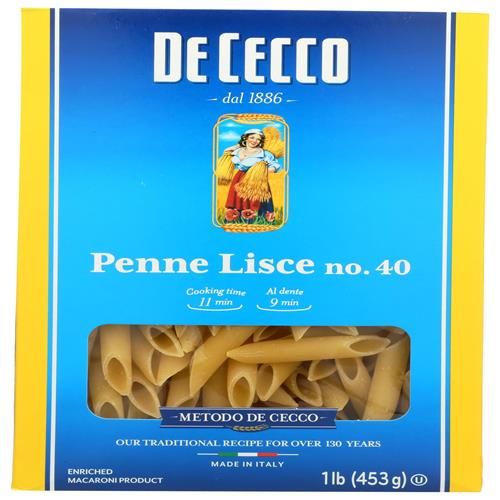 De Cecco Pasta Lisce Penne Pasta, 16 Oz