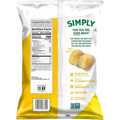 Simply Lays Sea Salted Thick Cut Potato Chips, 8.5 Oz
